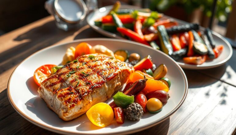 Grilled Salmon with Roasted Vegetables