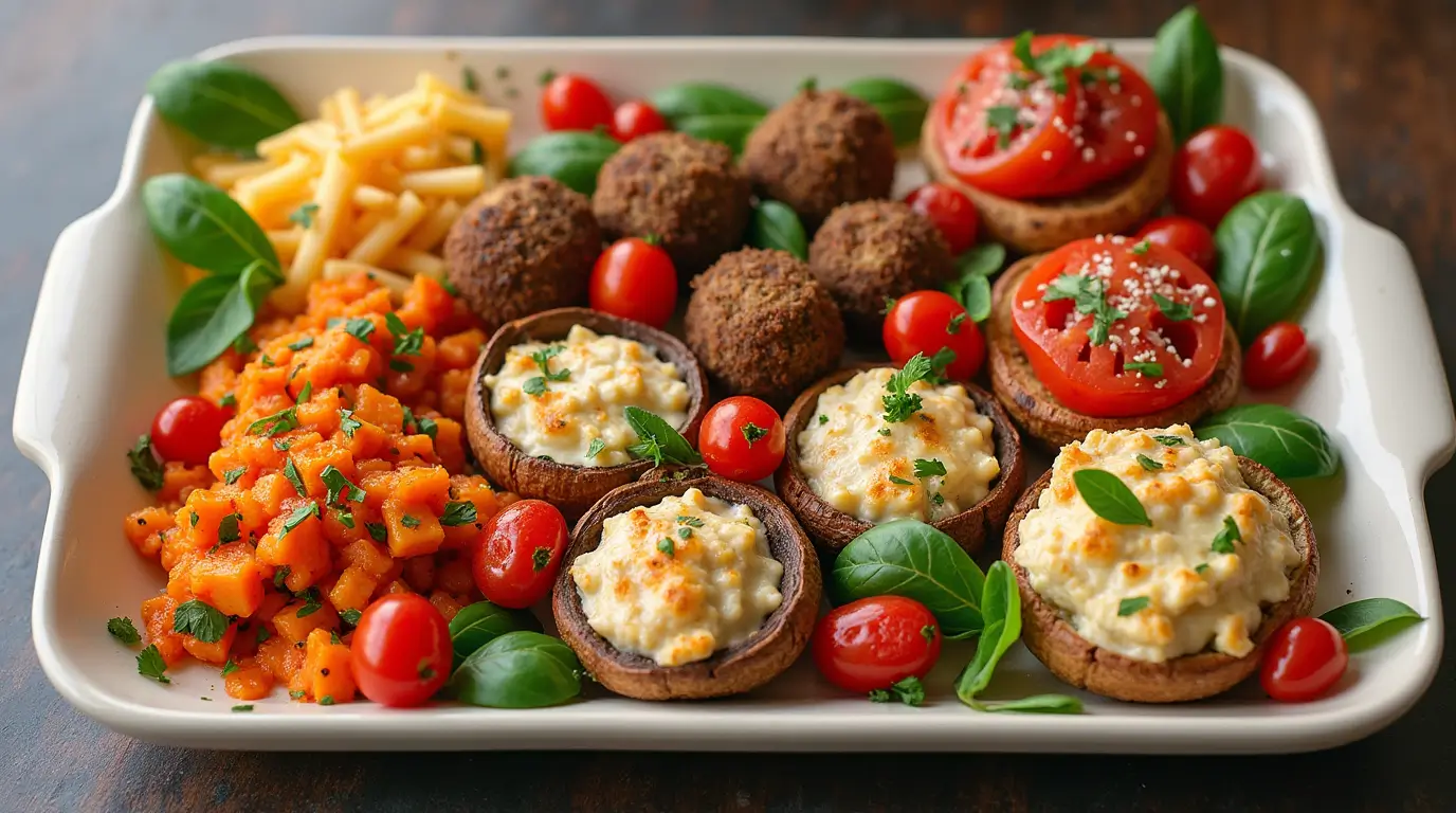 5 Irresistible Appetizer Tray Recipes Cheese, Veggies, Bruschetta, Meatballs & Stuffed Mushrooms