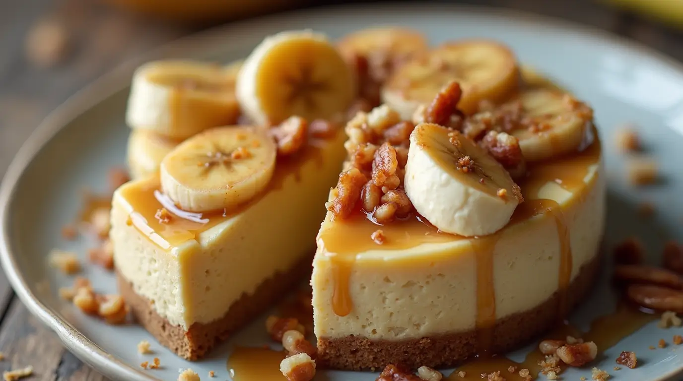 Banana Caramel Nut Cheesecake