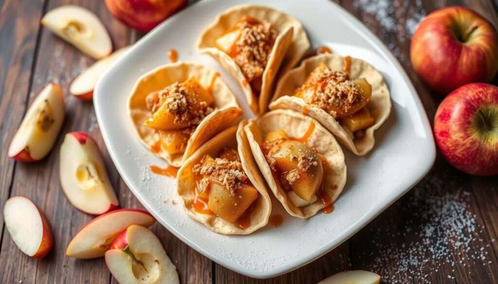 apple cheesecake tacos