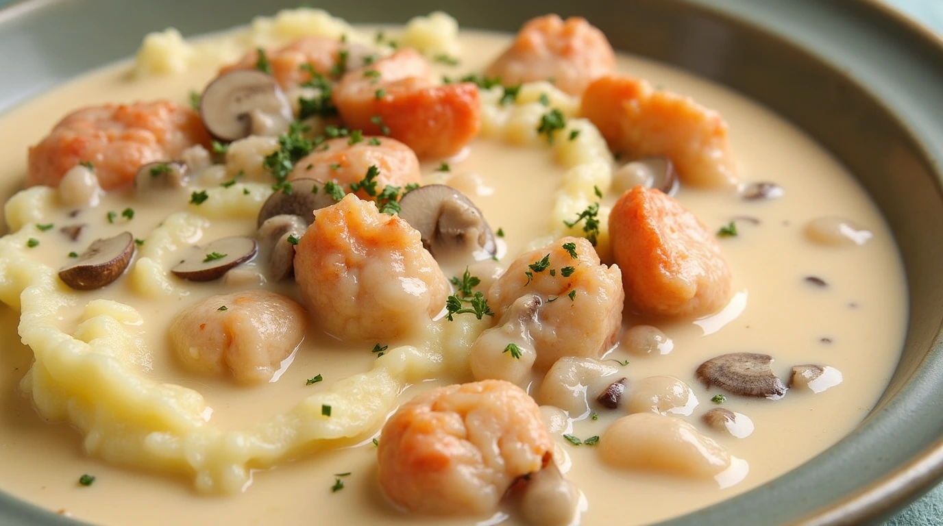 Langostino Mushroom Sour Cream Gravy