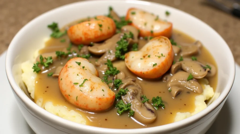 Langostino Mushroom Sour Cream Gravy