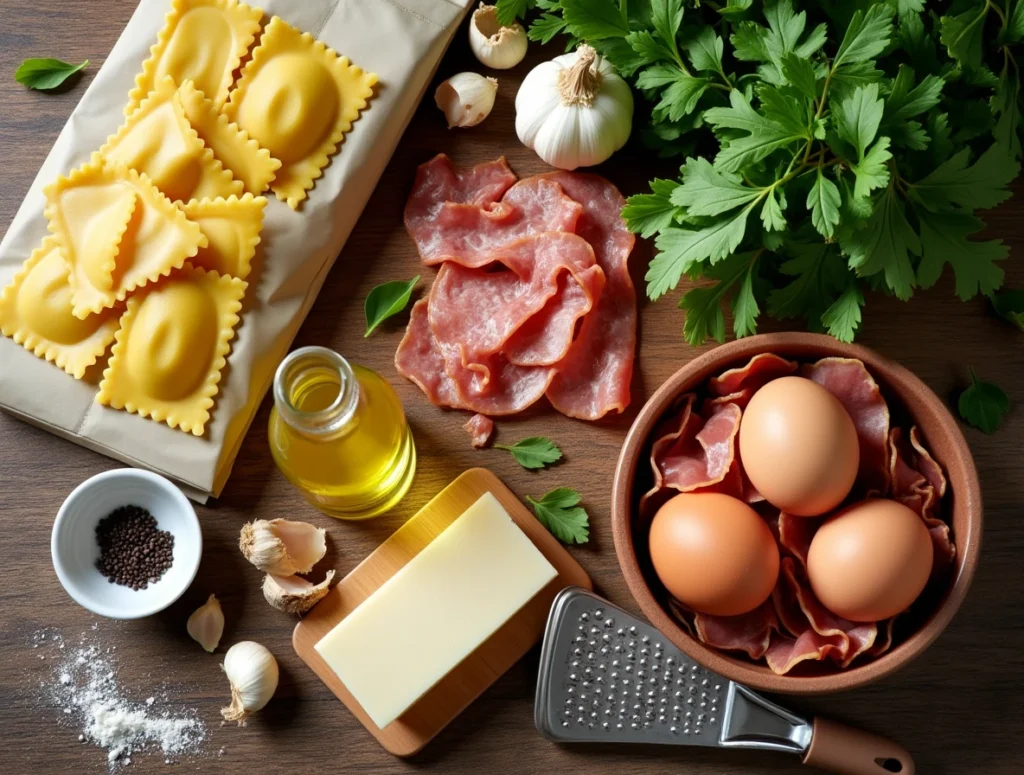 Ravioli Carbonara Ingrediants