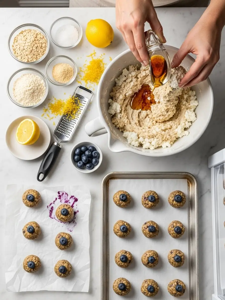 Lemon Blueberry Cottage Cheese Protein Bites